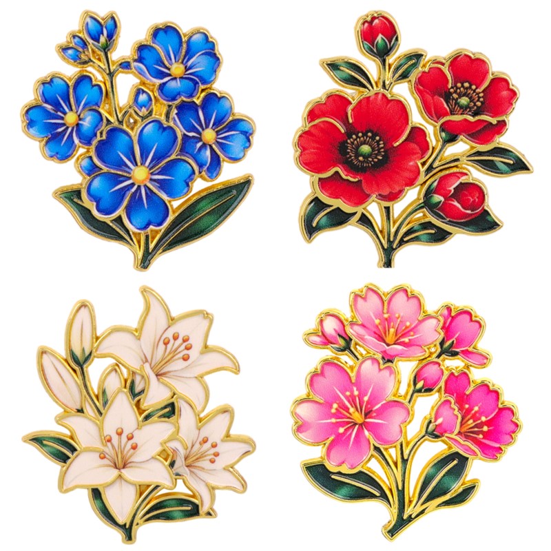 Cute Vintage Colorful Floral E - Enamel Pin Set review and price