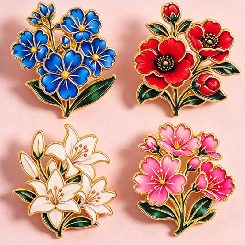 Cute Vintage Colorful Floral E - Enamel Pin Set review and price