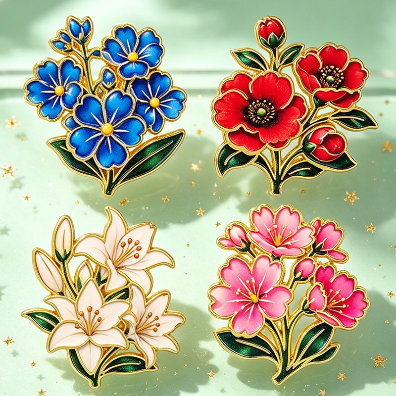 Cute Vintage Colorful Floral E - Enamel Pin Set review and price